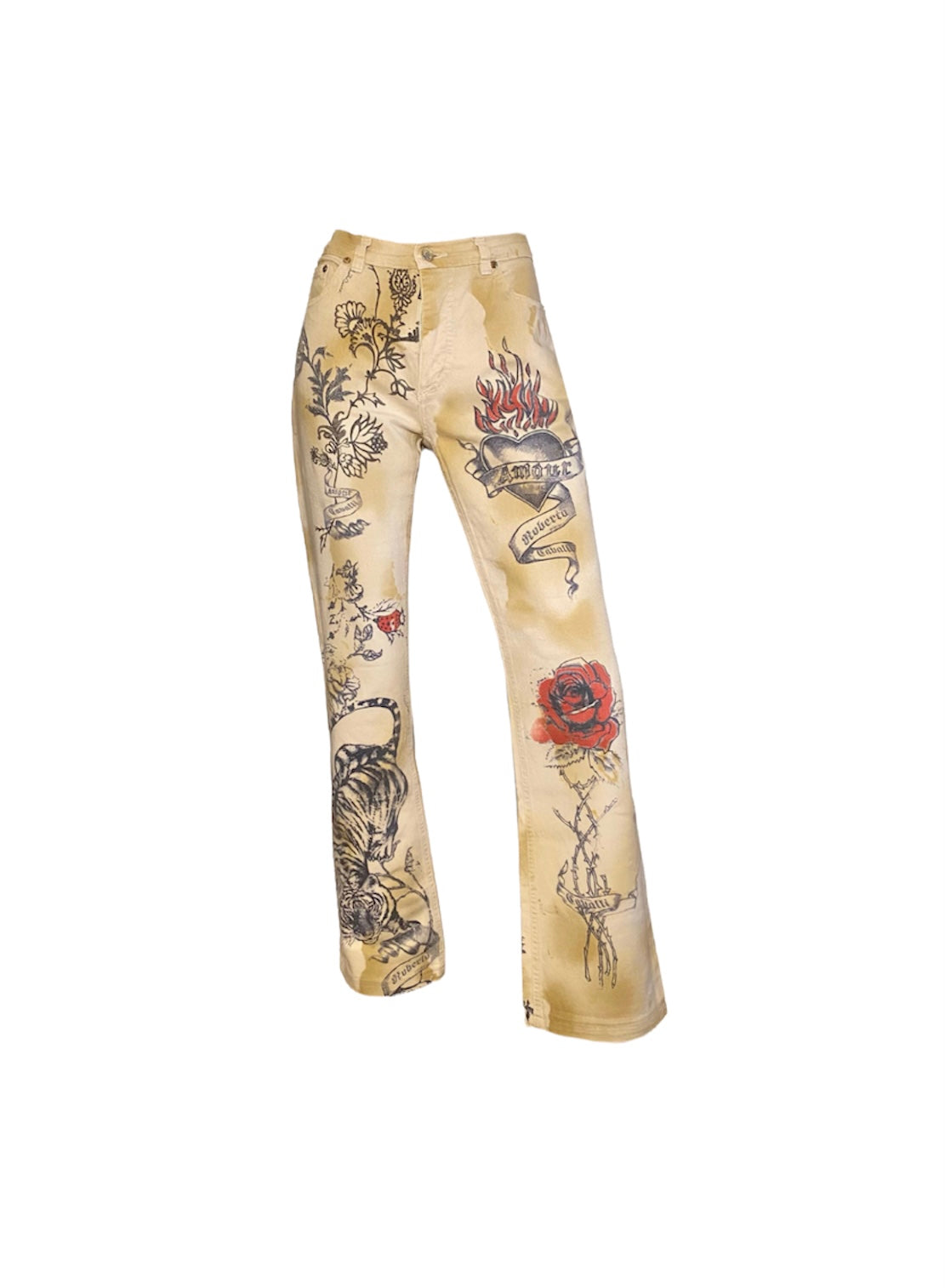 ロベルトカヴァリ　クロコダイル　ブーツカット　イタリア製　36サイズ ロベルトカヴァリ RobertoCavalli ジーンズ サイズ33 - 白
