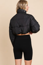 Load image into Gallery viewer, Black Crop Puffer Jacket
