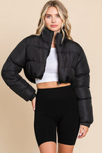 Load image into Gallery viewer, Black Crop Puffer Jacket
