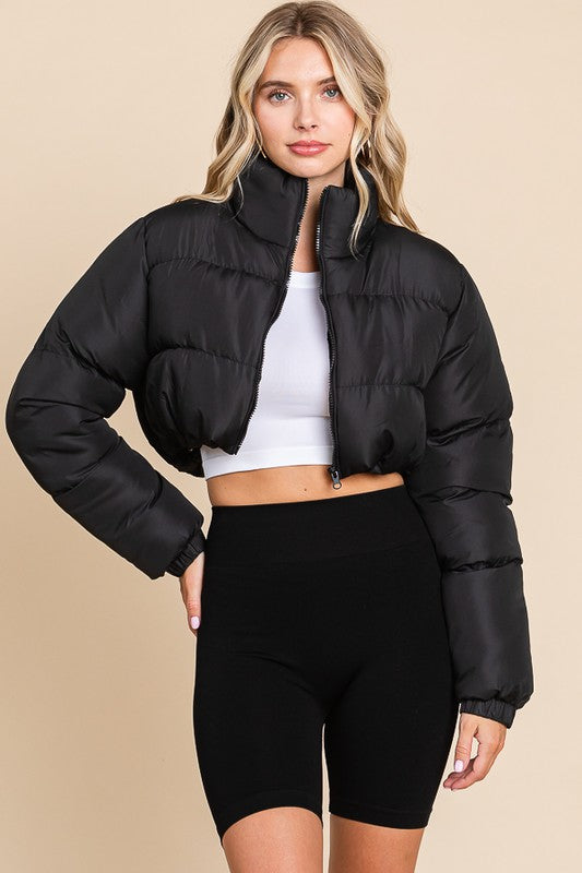 Black Crop Puffer Jacket