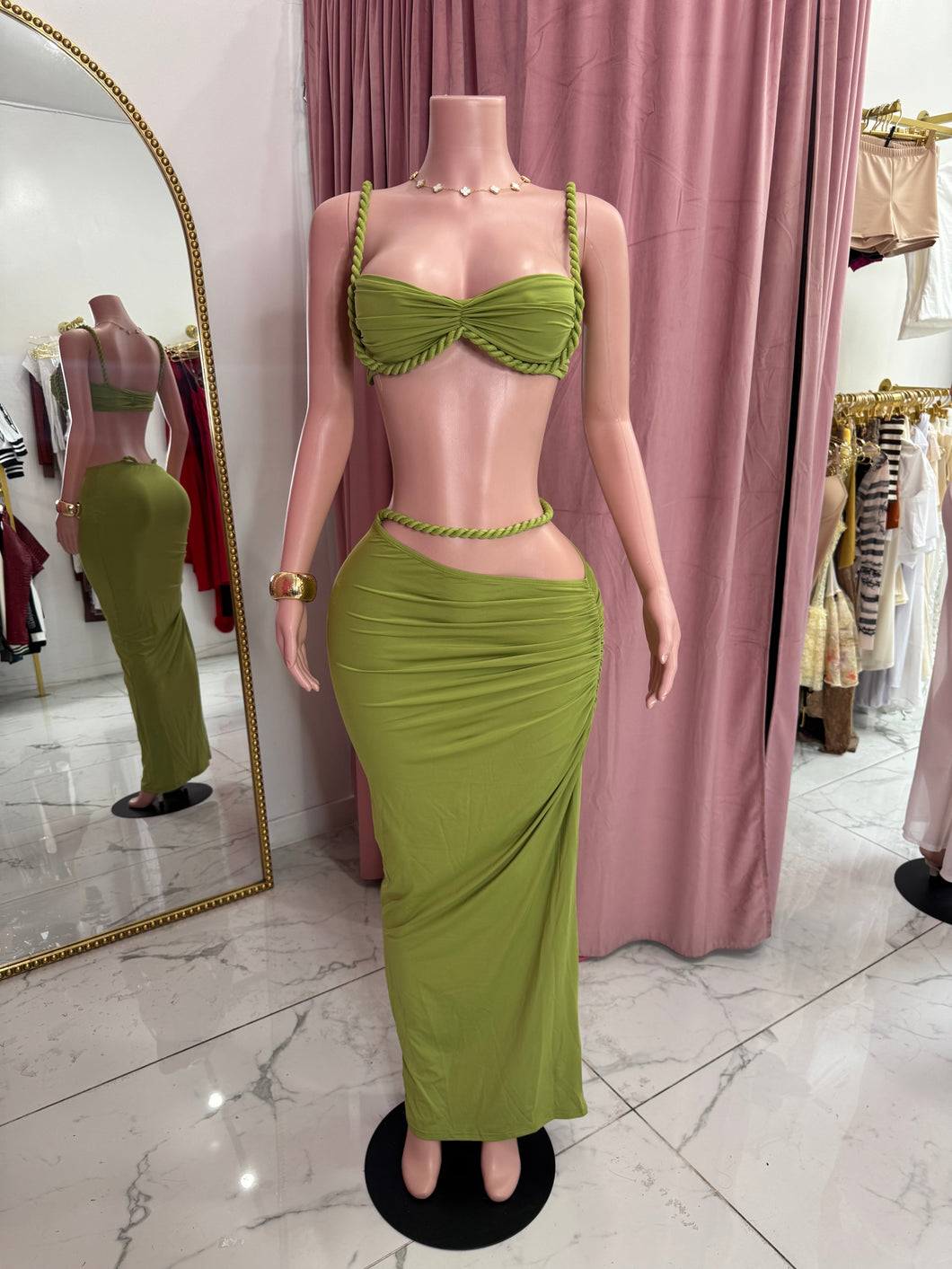 Love Island Skirt Set - Green