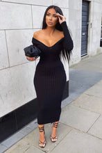 Load image into Gallery viewer, Lauren Ribbed Knit Dress - Black
