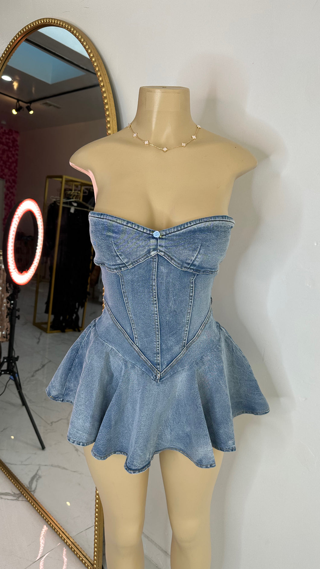 Doll Denim Dress - Light Blue