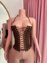 Load image into Gallery viewer, Kristi Lace Up Corset - Brown
