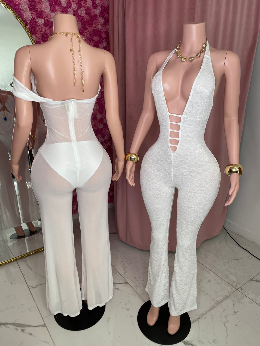 Serefim Laced Halter Jumpsuit - Ivory