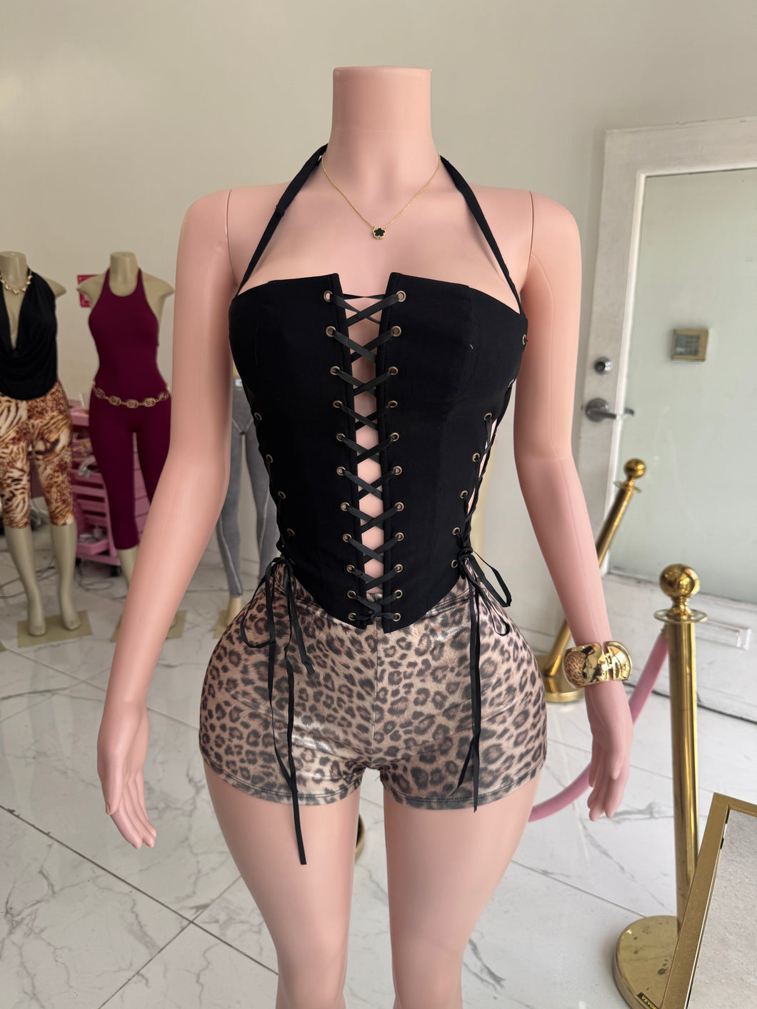 Araya Lace Up Corset - Black