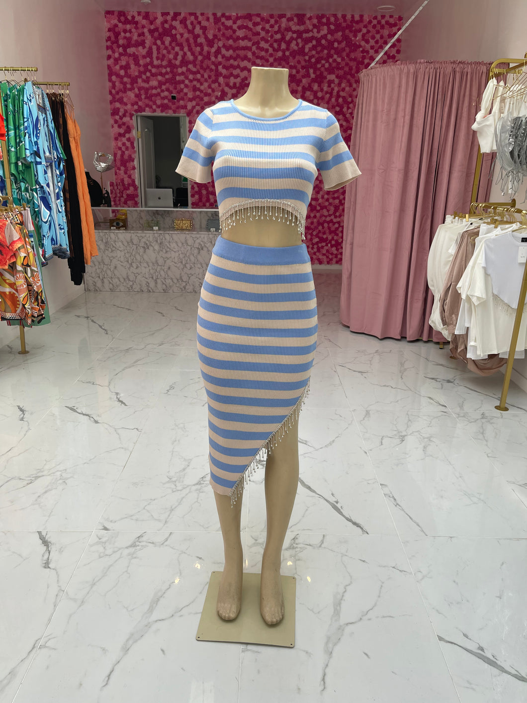 Diamonds Striped Skirt Set