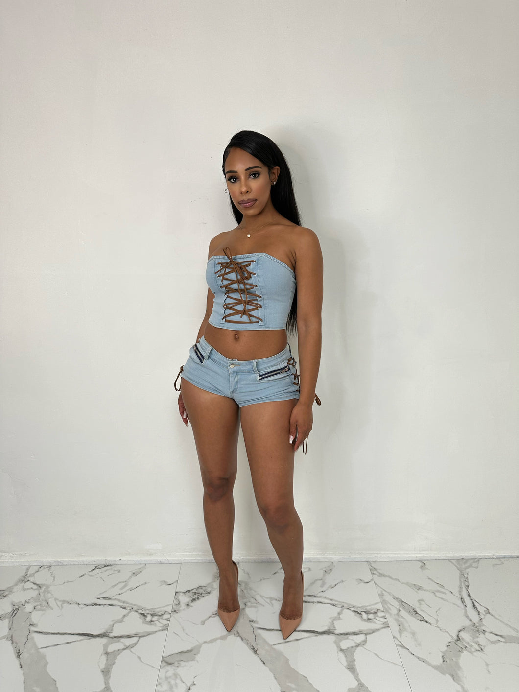 Liv Denim Short Set