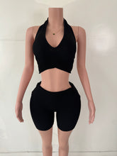 Load image into Gallery viewer, Stella Ribbed 2-Piece Halter Set - Black
