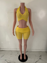 Load image into Gallery viewer, Stella Ribbed 2-Piece Halter Set - Yellow
