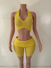 Load image into Gallery viewer, Stella Ribbed 2-Piece Halter Set - Yellow
