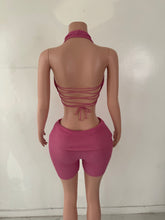 Load image into Gallery viewer, Stella Ribbed 2-Piece Halter Set - Pink
