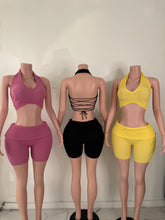 Load image into Gallery viewer, Stella Ribbed 2-Piece Halter Set - Yellow
