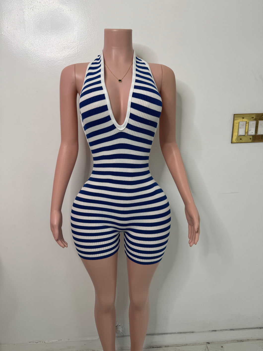 Areti Striped Romper - Blue