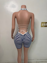 Load image into Gallery viewer, Areti Striped Romper - Blue
