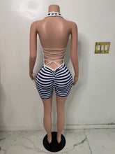 Load image into Gallery viewer, Areti Striped Romper - Blue

