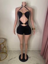 Load image into Gallery viewer, Sheena Gold Emboss Romper - Black
