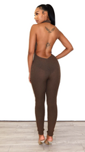 Load image into Gallery viewer, Baddie Brown Halter Jumpsuit
