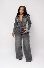 Load image into Gallery viewer, Acid Wash Denim Set - Black
