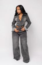 Load image into Gallery viewer, Acid Wash Denim Set - Black
