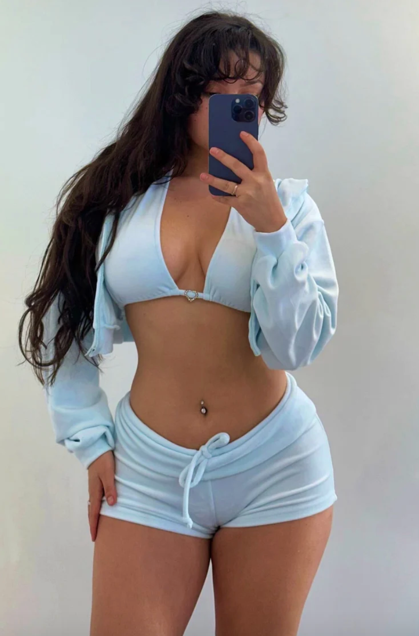 Velour Short Set - Baby Blue