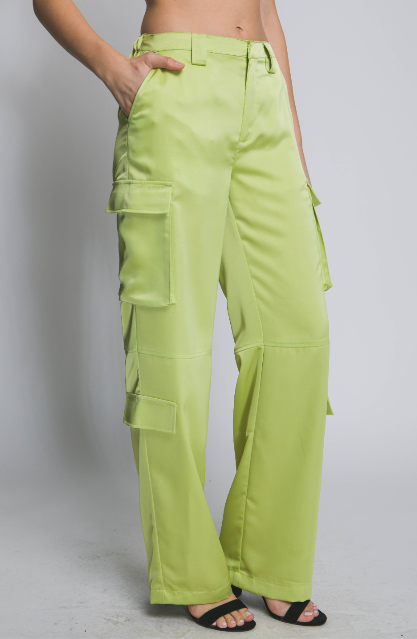 Silk Pants - Lime Green