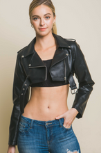 Load image into Gallery viewer, Cropped Moto Jacket - Black
