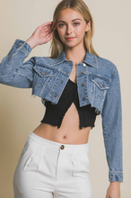 Load image into Gallery viewer, Cropped Denim Jacket - Vintage Blue
