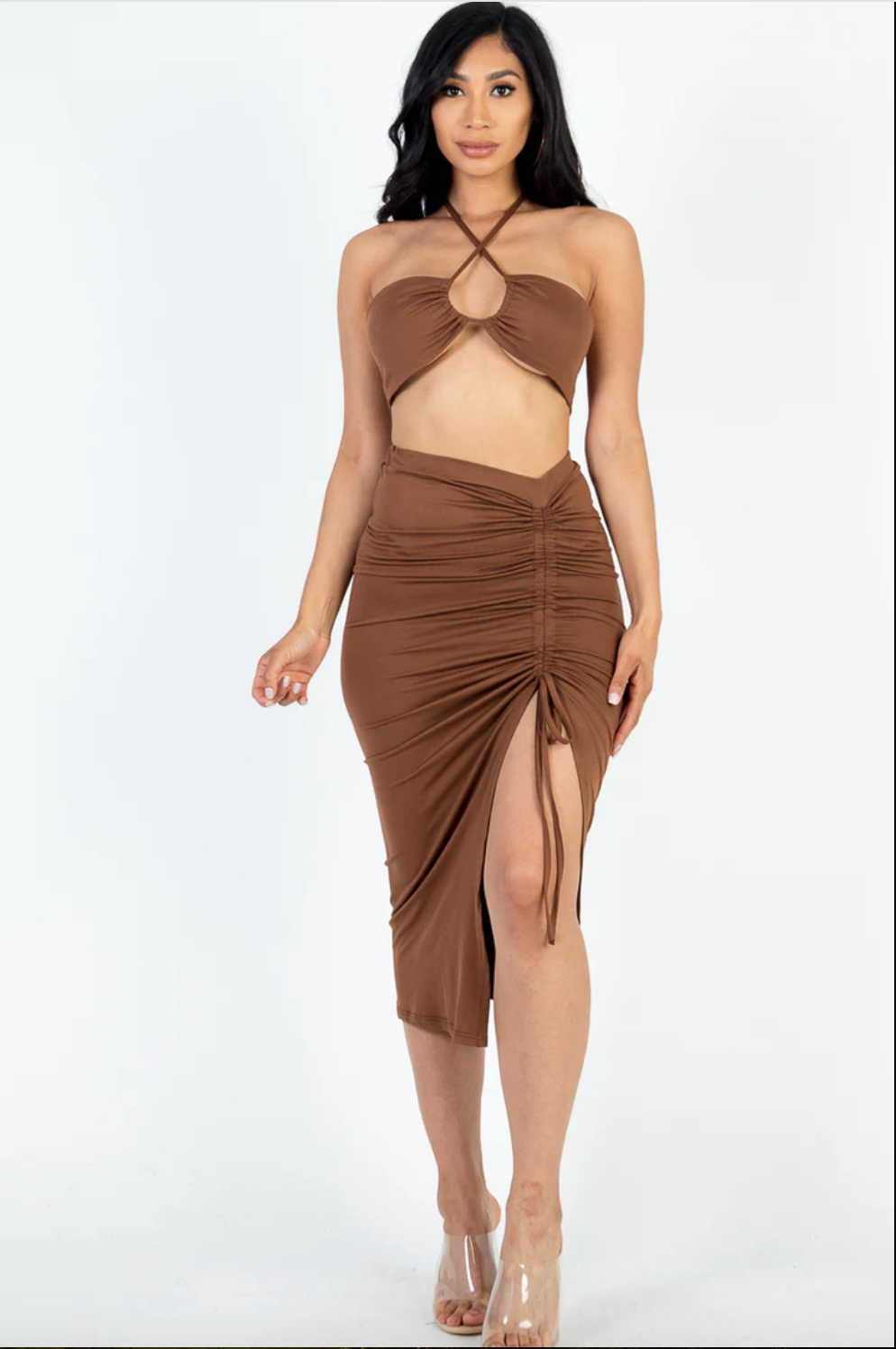 Jenna Skirt Set - Brown