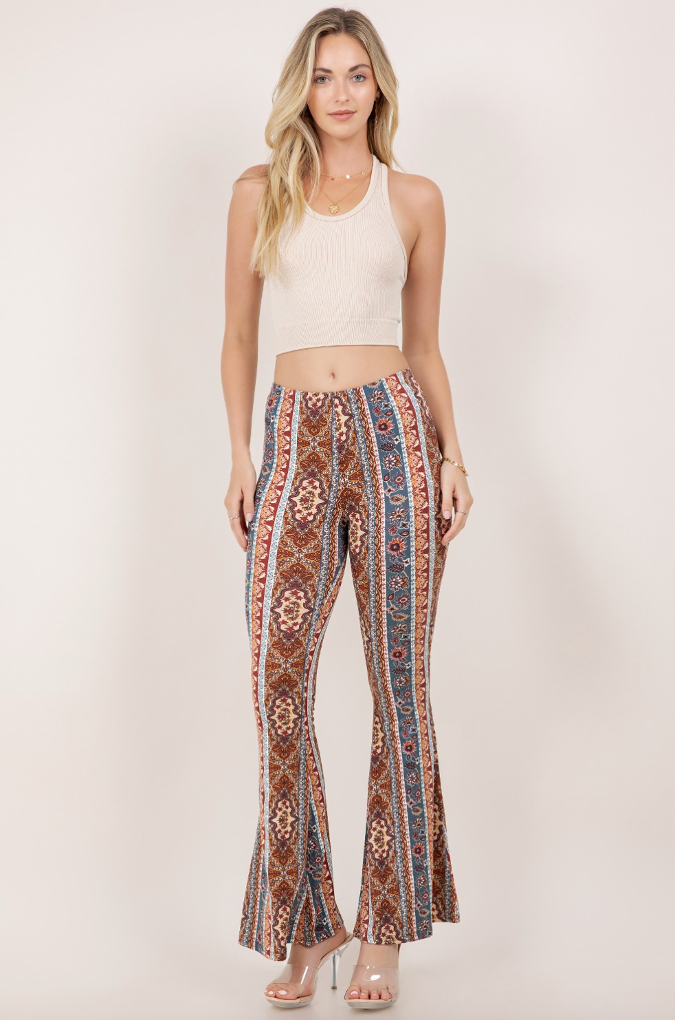 Boho Floral Pants - Brown