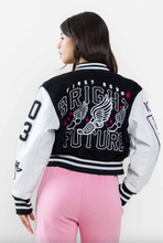 Load image into Gallery viewer, Adore Crop Varsity Jacket - Black
