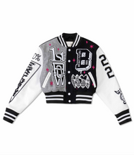 Load image into Gallery viewer, Adore Crop Varsity Jacket - Black

