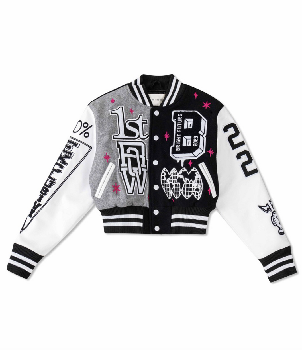 Adore Crop Varsity Jacket - Black