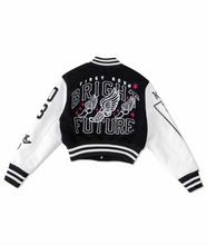 Load image into Gallery viewer, Adore Crop Varsity Jacket - Black
