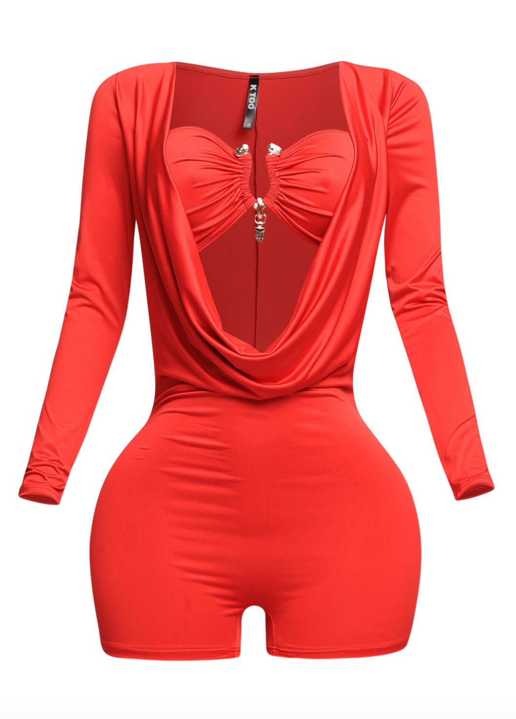 Dayana Cowl Romper - Red