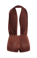 Load image into Gallery viewer, Cowl Neck Romper - Brown

