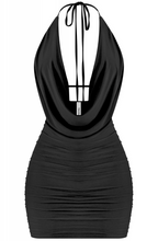 Load image into Gallery viewer, Cowl Neck Mini Dress - Black
