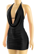 Load image into Gallery viewer, Cowl Neck Mini Dress - Black
