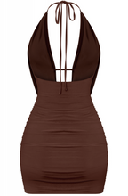 Load image into Gallery viewer, Cowl Neck Mini Dress - Brown
