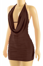 Load image into Gallery viewer, Cowl Neck Mini Dress - Brown
