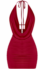 Load image into Gallery viewer, Cowl Neck Mini Dress - Burgundy
