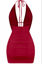 Load image into Gallery viewer, Cowl Neck Mini Dress - Burgundy
