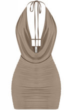 Load image into Gallery viewer, Cowl Neck Mini Dress - Taupe
