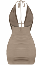 Load image into Gallery viewer, Cowl Neck Mini Dress - Taupe
