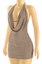 Load image into Gallery viewer, Cowl Neck Mini Dress - Taupe
