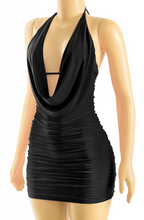 Load image into Gallery viewer, Cowl Neck Mini Dress - Black
