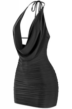 Load image into Gallery viewer, Cowl Neck Mini Dress - Black
