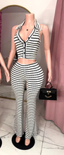 Load image into Gallery viewer, Sera ribbed 2 piece pant set - stripped
