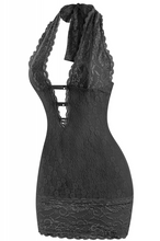 Load image into Gallery viewer, Lace Halter Dress- Black
