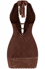 Load image into Gallery viewer, Lace Halter Dress - Brown
